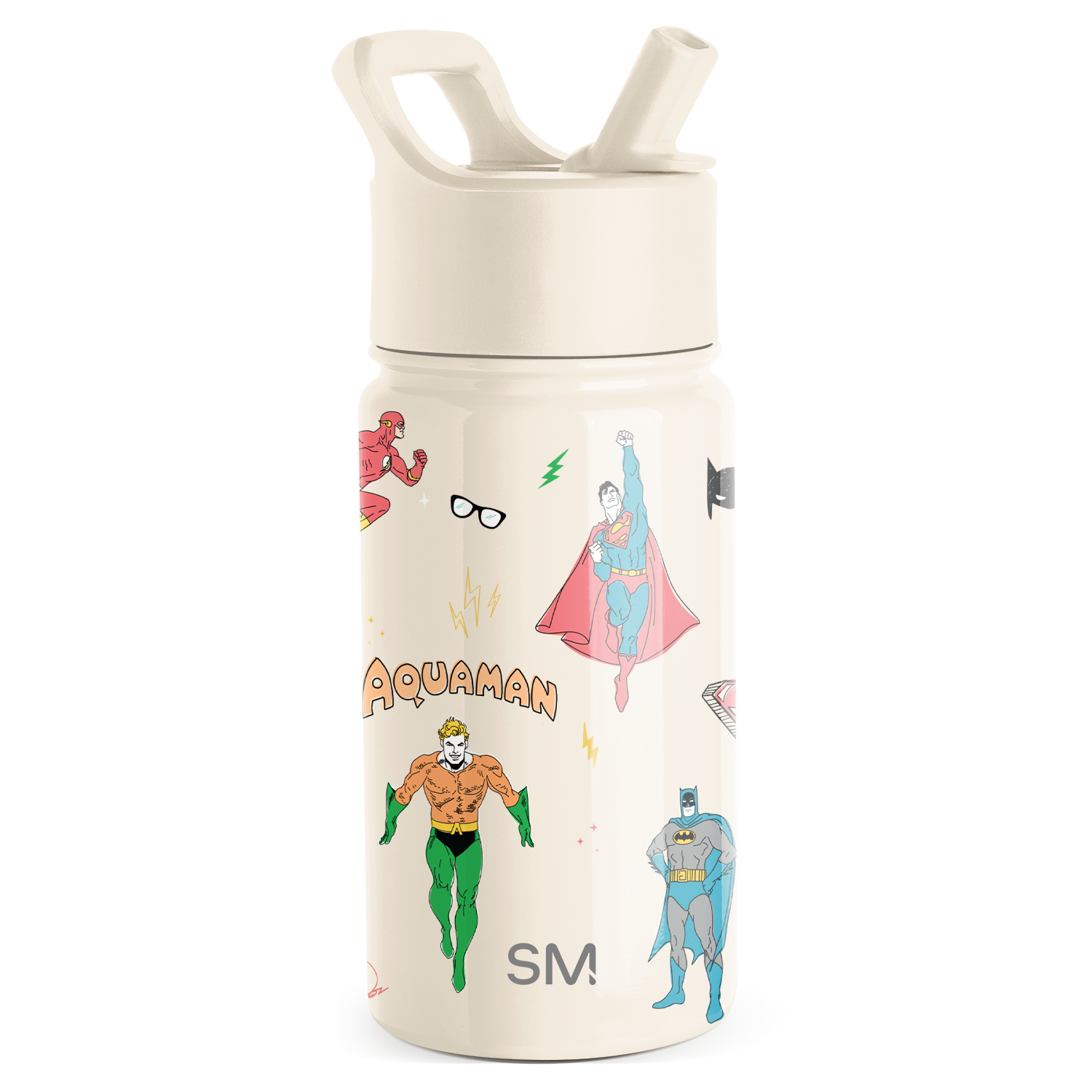 Summit Kids Water Bottle with Straw Lid - 14oz - DC Super Hero Boys / Straw / SM
