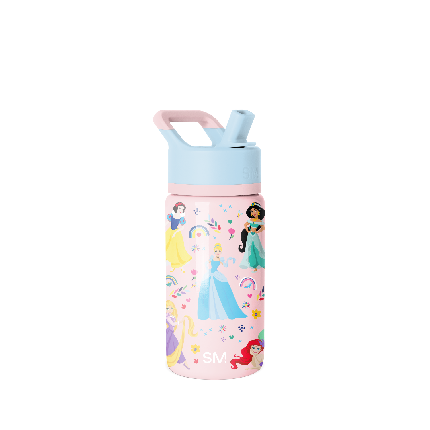 Summit Kids Water Bottle with Straw Lid - 14oz - Princess Rainbows / Straw / SM2