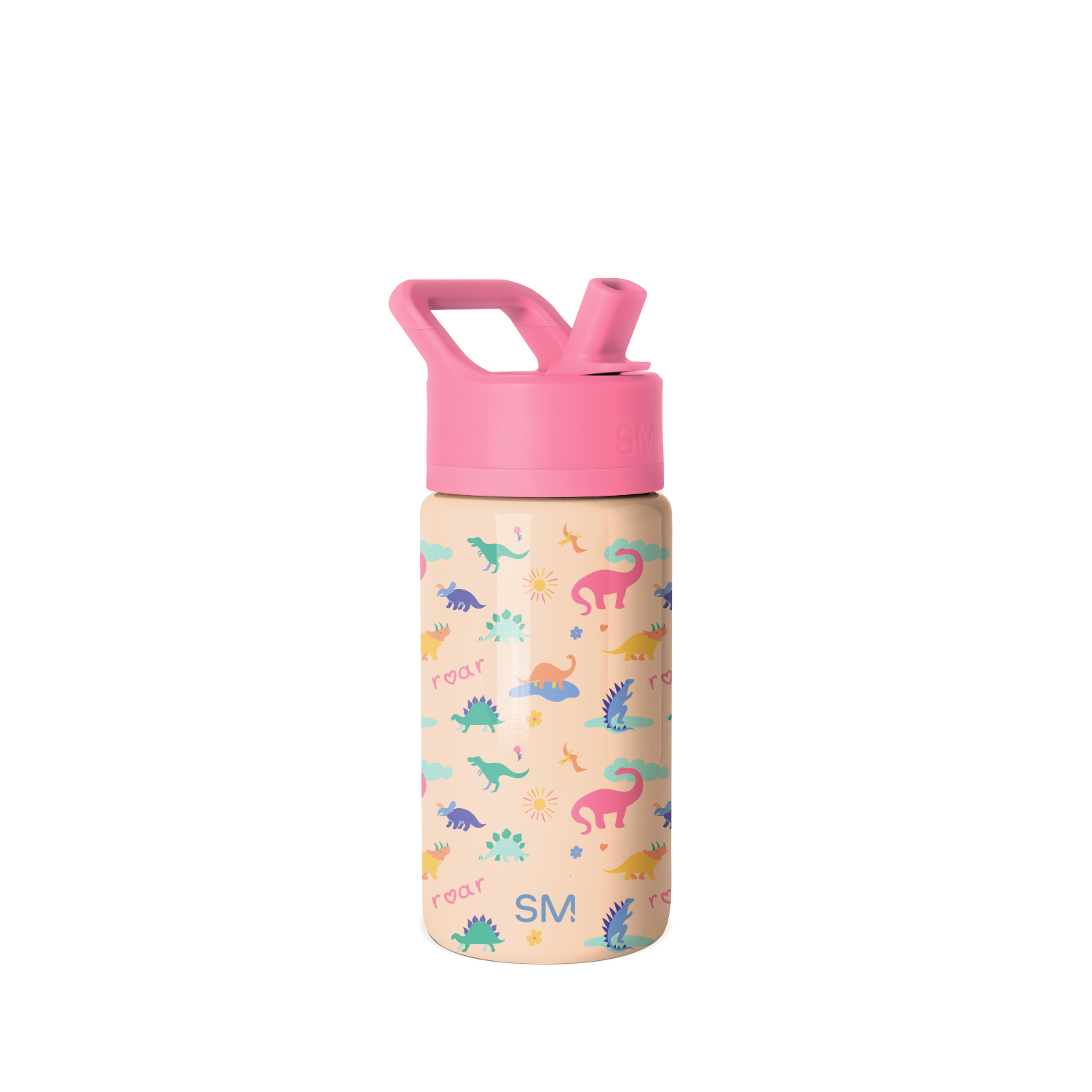Summit Kids Water Bottle with Straw Lid - 14oz - Dinosaura / Straw / SM2
