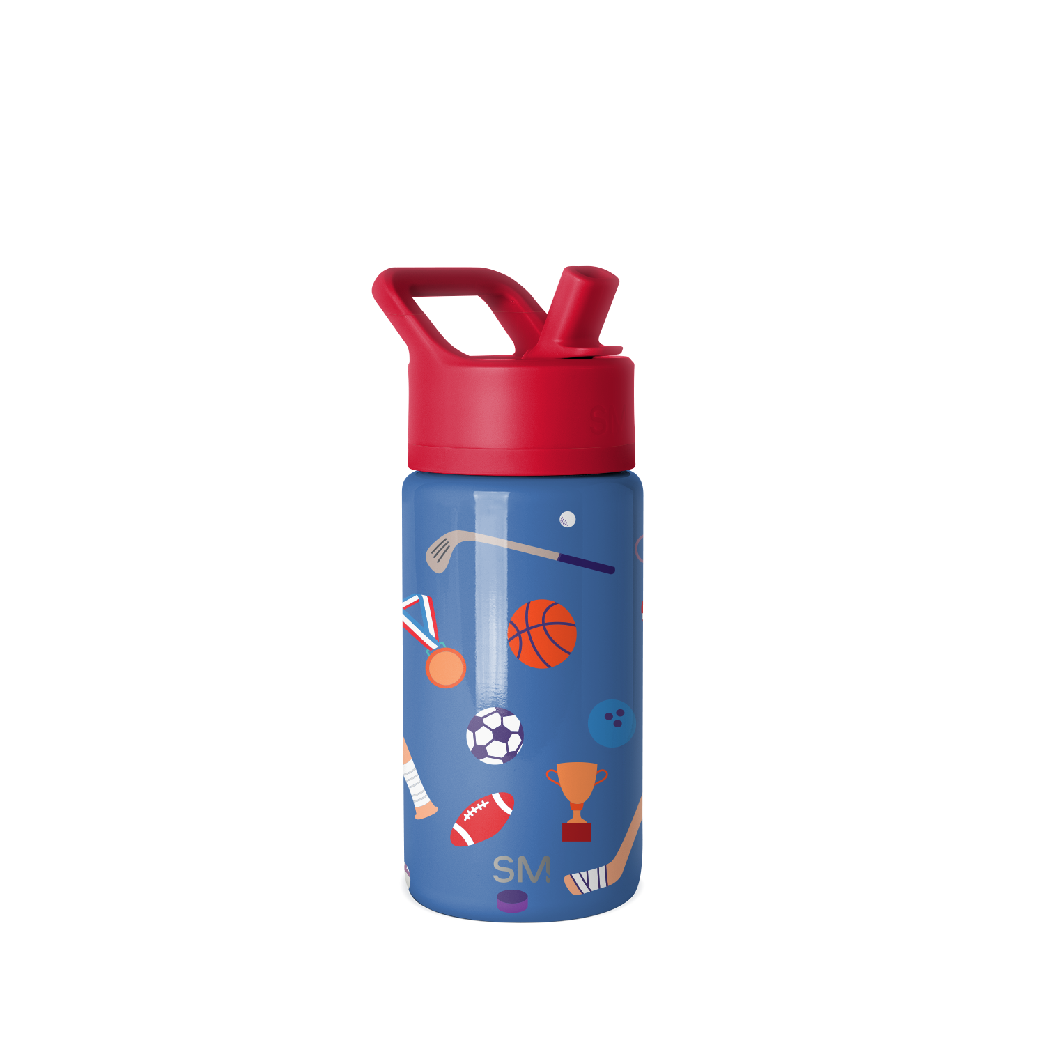 Summit Kids Water Bottle with Straw Lid - 14oz - Sports Balls / Straw / SM2