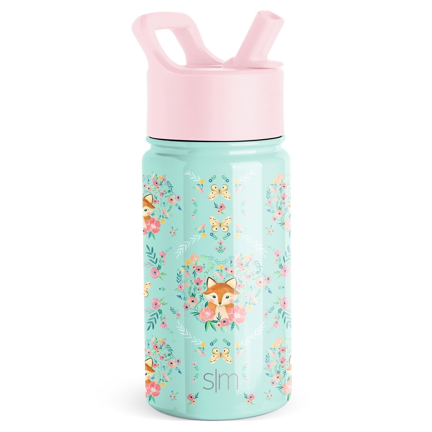 Summit Kids Water Bottle with Straw Lid - 14oz - Fox and the Flower / Straw / SMC